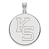 Sterling Silver 1in Kansas State University KS Round Pendant