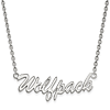 Silver North Carolina State Wolfpack Script Pendant with 18in Chain