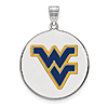 Sterling Silver 3/4in West Virginia University Enamel Disc Pendant