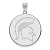 Michigan State University Spartan Round Pendant 1in 14k White Gold