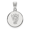 Sterling Silver 5/8in North Carolina State Mr. Wuf Disc Pendant