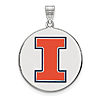 Sterling Silver 1in University of Illinois Round Logo  Enamel Pendant