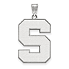 Sterling Silver 1in Michigan State Block S White Enamel Pendant