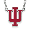 Sterling Silver Indiana University Enamel Pendant with 18in Chain