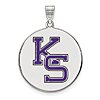 Kansas State University KS Enamel Disc Pendant 1in Sterling Silver