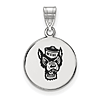 Sterling Silver 5/8in North Carolina State Mr. Wuf Enamel Disc Pendant