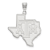 14kt White Gold 1in Texas A&M University State Outline Pendant