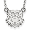 Univ. of Georgia Bulldog Face 1/2in Pendant Necklace 14k White Gold