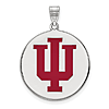 Sterling Silver 3/4in Indiana University Enamel Round Pendant