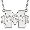 Sterling Silver Mississippi State University 1in Pendant on 18in Chain