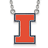 Sterling Silver University of Illinois I Enamel 18in Necklace