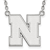 10kt White Gold 3/4in University of Nebraska N Pendant and 18in Chain