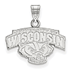 10kt White Gold 1/2in University of Wisconsin Arched Badger Pendant