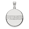 14k White Gold Purdue University Disc Pendant 7/8in