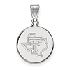 Sterling Silver 5/8in Texas Tech University State Map Disc Pendant