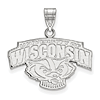 Silver 5/8in University of Wisconsin Badger Arched Logo Pendant