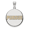 Sterling Silver Purdue University Round Enamel Pendant 3/4in