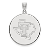 14kt White Gold 1in Texas Tech University State Map Round Pendant