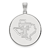 Sterling Silver 1in Texas Tech University State Map Round Pendant