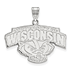 14kt White Gold 3/4in University of Wisconsin Badger Head Pendant