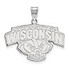 10kt White Gold 3/4in University of Wisconsin Badger Head Pendant
