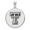 Sterling Silver 1in Texas Tech University Round Enamel Pendant