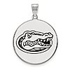 Silver 1in University of Florida Gator Head Round Enamel Pendant