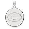 Sterling Silver 1in University of Georgia G Round Pendant