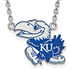 Sterling Silver University of Kansas Enamel Pendant with 18in Chain