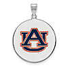 Sterling Silver 1in Auburn University Round Enamel Pendant