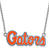 Silver 1/2in University of Florida Gators Script Enamel 18in Necklace
