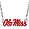 Sterling Silver Small Ole Miss Enamel Pendant with 18in Chain