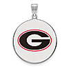 Sterling Silver 1in University of Georgia G Round Enamel Pendant