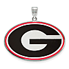 Sterling Silver 1in University of Georgia Oval Enamel Pendant