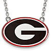 Sterling Silver University of Georgia Enamel Pendant with 18in Chain
