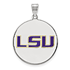 Sterling Silver 3/4in Louisiana State University Round Enamel Pendant