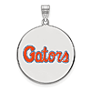 Sterling Silver 1in University of Florida Gators Round Enamel Pendant