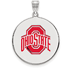 Sterling Silver 1in Ohio State University Logo Duo Enamel Disc Pendant