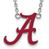 Silver University of Alabama Red Enamel Pendant with 18in Chain