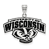 Sterling Silver 3/4in University of Wisconsin Enamel Pendant