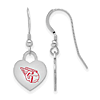 Sterling Silver Cleveland Guardians Enamel Heart Dangle Earrings