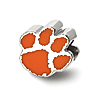 Sterling Silver Clemson University Enamel Paw Bead