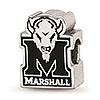 Sterling Silver Marshall University Green Enamel Bead