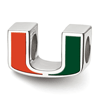 Sterling Silver University of Miami U Enamel Logo Bead