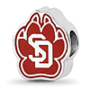 Sterling Silver University of South Dakota Paw Enameled Bead