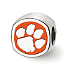 Sterling Silver Clemson University Cushion Logo Bead