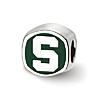 Sterling Silver Michigan State University Cushion Logo Bead