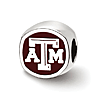 Sterling Silver Texas A&M University Cushion Shaped Logo Bead