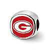 Sterling Silver University of Georgia G Red Enameled Bead