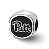 Sterling Silver University of Pittsburgh Cushion Shaped Logo Bead